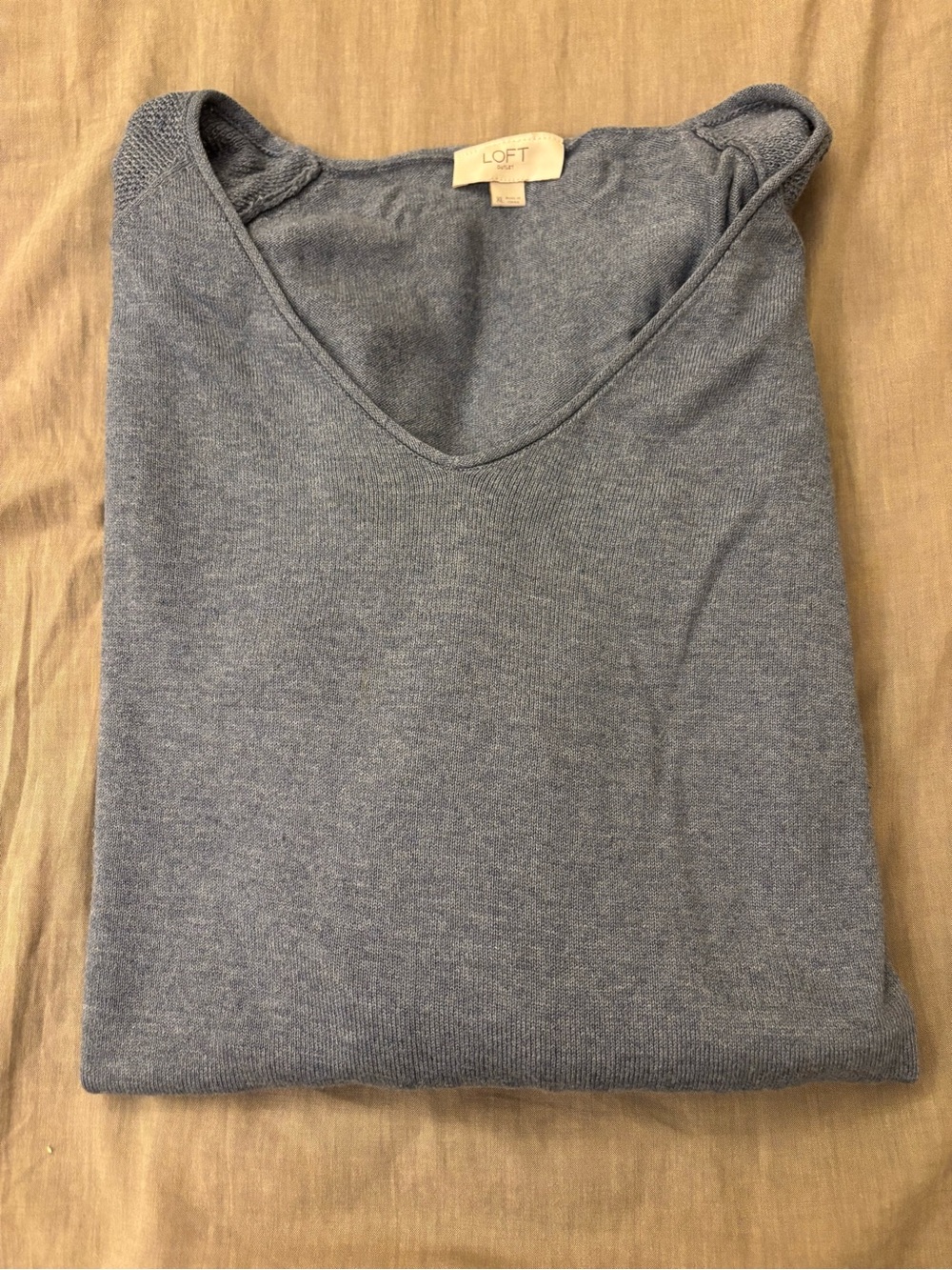 LOFT V-Neck Lightweight Blue-ish/Gray Sweater XL